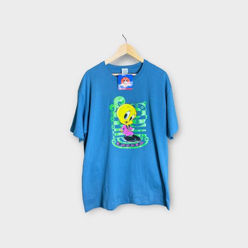 VTG Brand New 2001 Looney Tunes x Tweety Bird Disco Groovy Shirt Size XL
