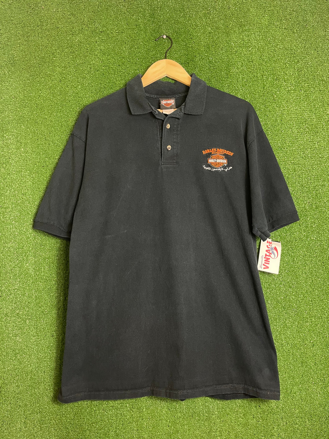 VTG 90s Harley Davidson x Kuwait Polo Shirt Size Large