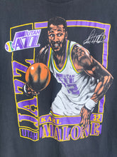 VTG Rare 1990 Karl Malone Utah Jazz Nutmeg Double Sided Shirt Size M/L