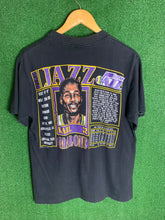 VTG Rare 1990 Karl Malone Utah Jazz Nutmeg Double Sided Shirt Size M/L